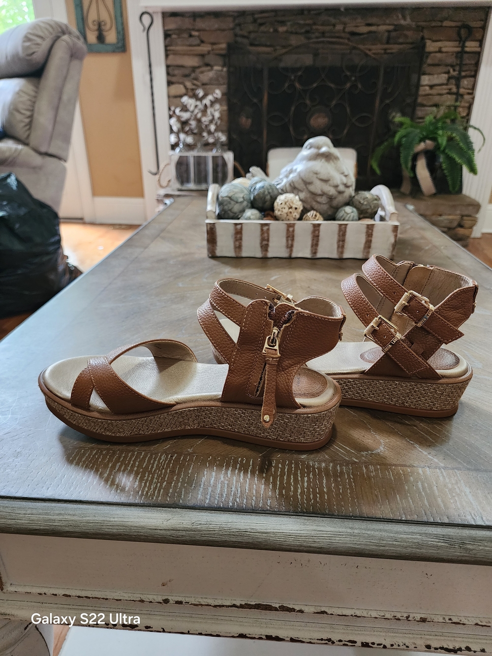 Women’s Brown Strappy Platform Sandals with Buckle Detail